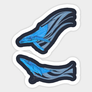 Whales Sliding through Space Sticker